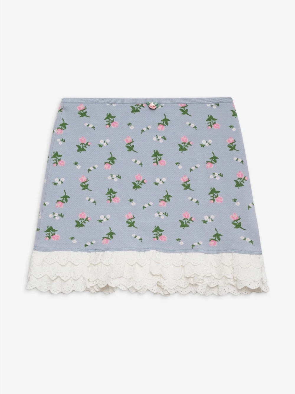 For Love & Lemons Amalia Knit Mini Skirt | XS | NWT | Grey Blue Floral